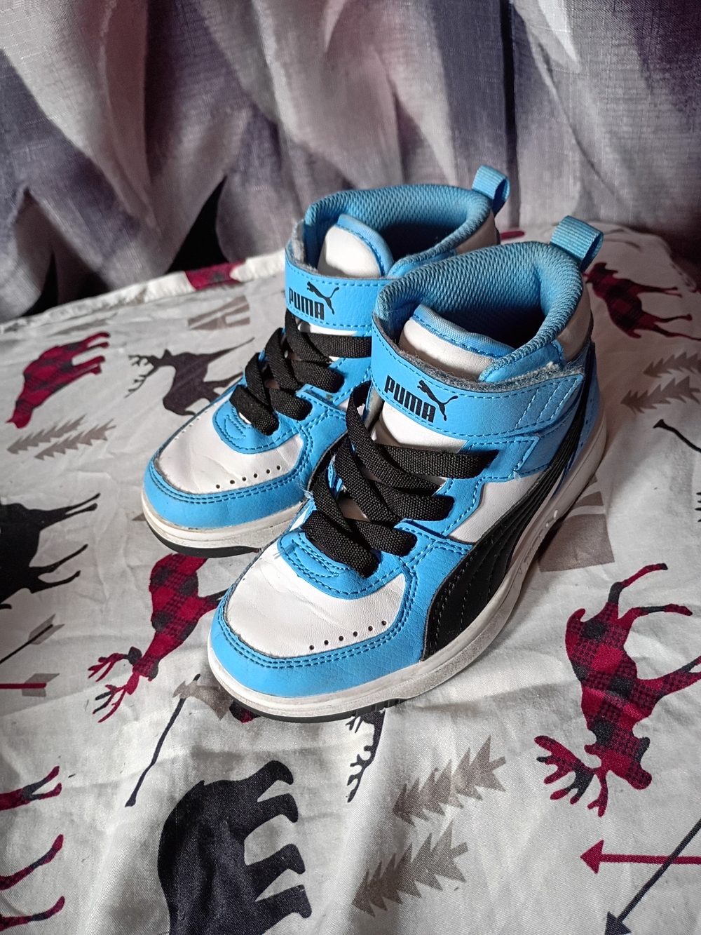 Puma Kids Blue, White and Black High-Top Sneakers